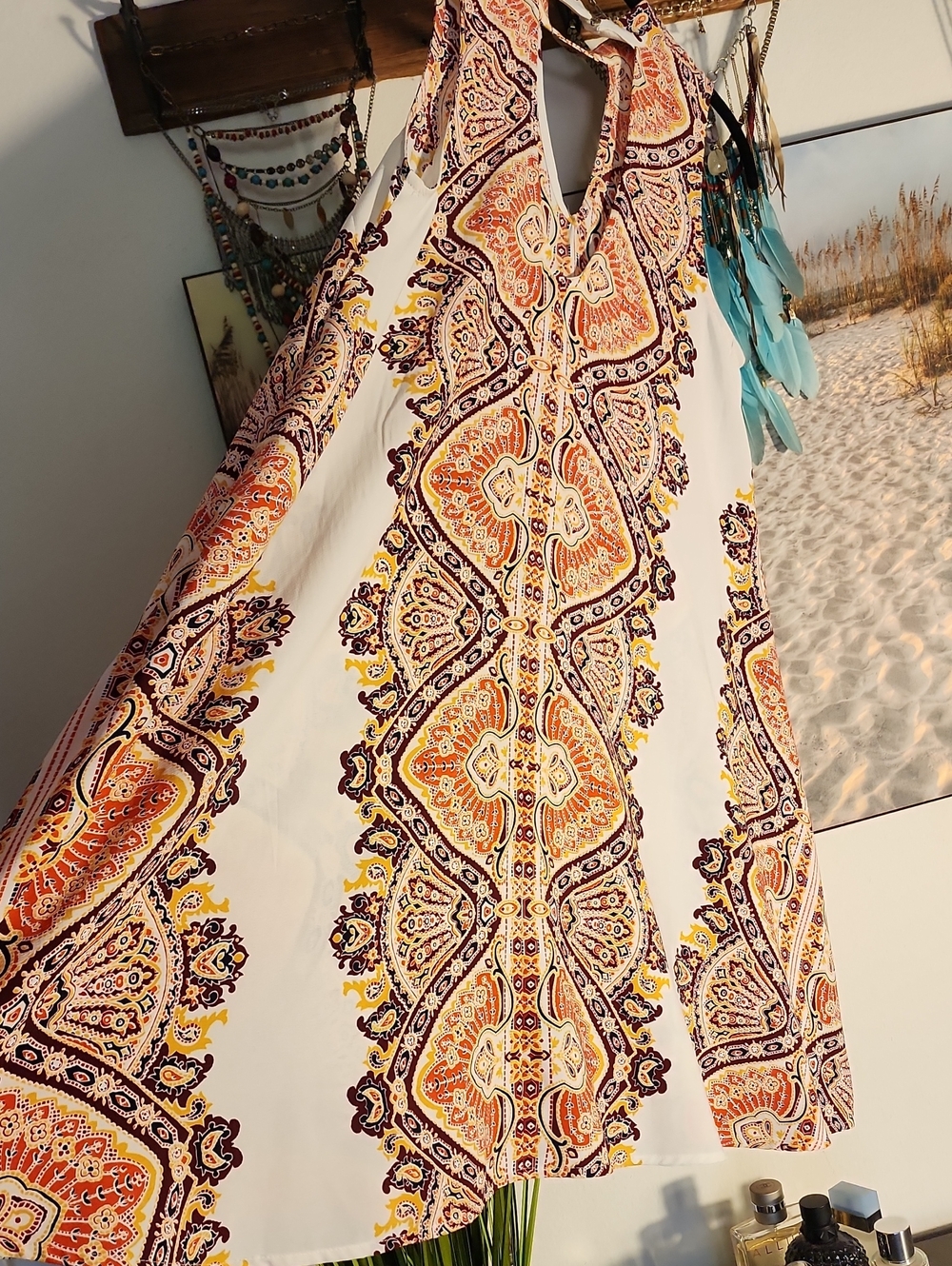 Peach Paisley Sleeveless Midi Dress - Picture 8 of 8